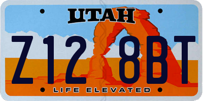 UT license plate Z128BT