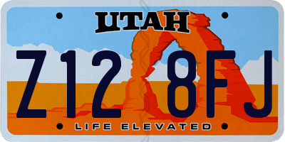 UT license plate Z128FJ