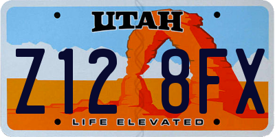 UT license plate Z128FX