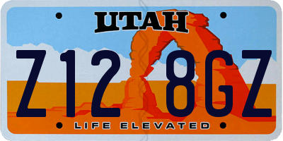 UT license plate Z128GZ