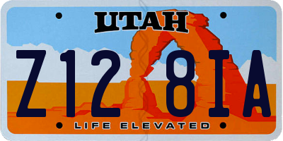 UT license plate Z128IA