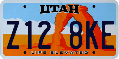 UT license plate Z128KE