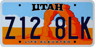 UT license plate Z128LK