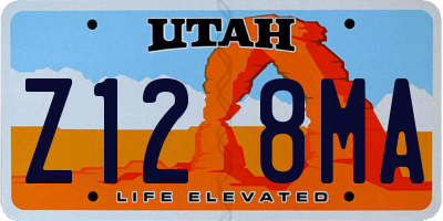 UT license plate Z128MA