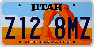 UT license plate Z128MZ