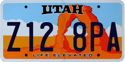 UT license plate Z128PA