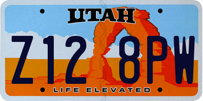 UT license plate Z128PW