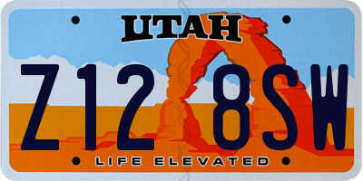 UT license plate Z128SW