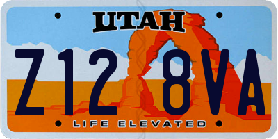 UT license plate Z128VA