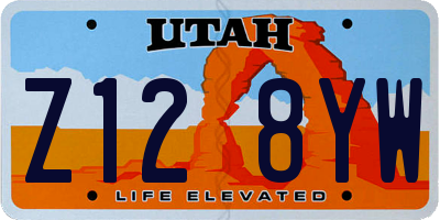UT license plate Z128YW