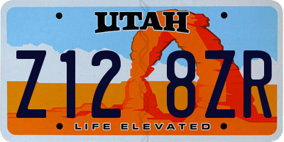 UT license plate Z128ZR