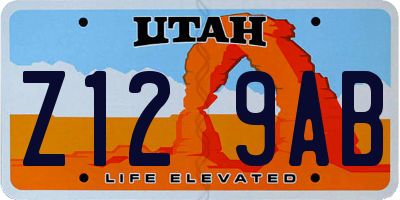 UT license plate Z129AB