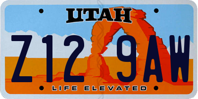 UT license plate Z129AW