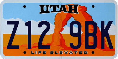 UT license plate Z129BK