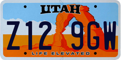 UT license plate Z129GW