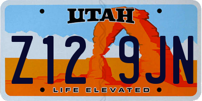 UT license plate Z129JN