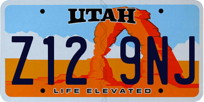 UT license plate Z129NJ