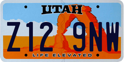 UT license plate Z129NW