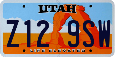 UT license plate Z129SW