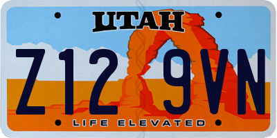 UT license plate Z129VN
