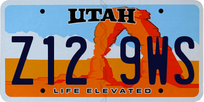 UT license plate Z129WS