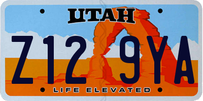 UT license plate Z129YA