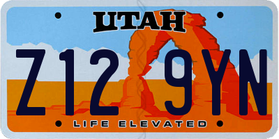UT license plate Z129YN