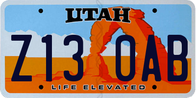 UT license plate Z130AB