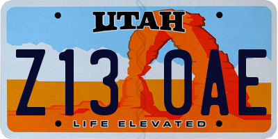 UT license plate Z130AE