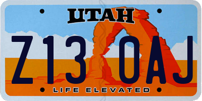 UT license plate Z130AJ