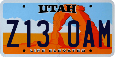 UT license plate Z130AM