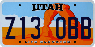 UT license plate Z130BB