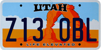 UT license plate Z130BL
