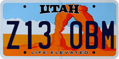 UT license plate Z130BM