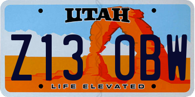 UT license plate Z130BW