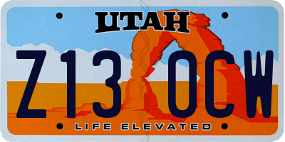 UT license plate Z130CW