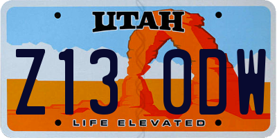UT license plate Z130DW