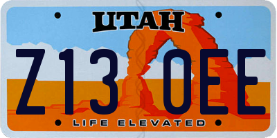 UT license plate Z130EE