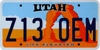 UT license plate Z130EM