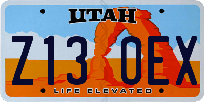 UT license plate Z130EX