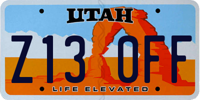 UT license plate Z130FF