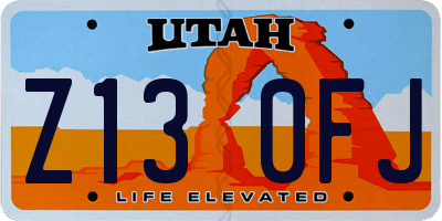 UT license plate Z130FJ