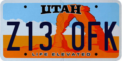 UT license plate Z130FK