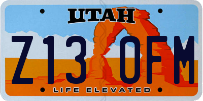 UT license plate Z130FM
