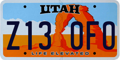 UT license plate Z130FO