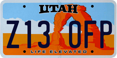 UT license plate Z130FP
