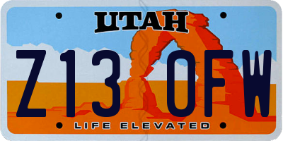 UT license plate Z130FW
