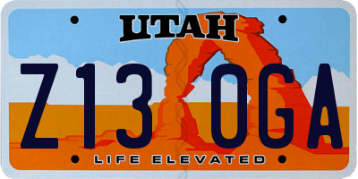 UT license plate Z130GA