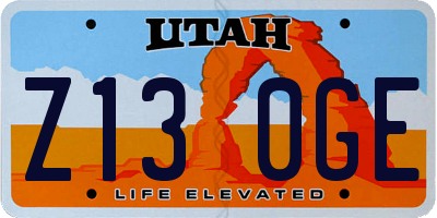 UT license plate Z130GE
