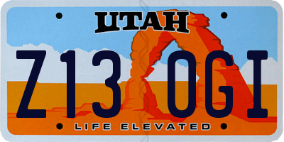 UT license plate Z130GI